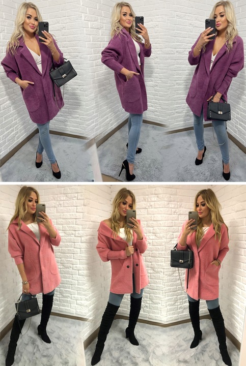 Sweter ALPAKI kurtka WEŁNA MODNE KOLORY oversize