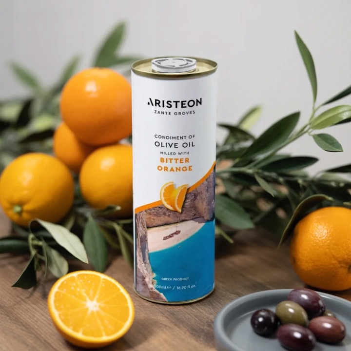 Oliwa z oliwek EXTRA VIRGIN z pomarańczą GRECKA 0,5L TŁOCZONA NA ZIMNO