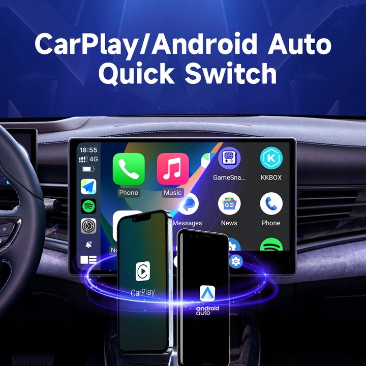 HEYINCAR Carplay Adapter bezprzewodowy Android Auto 8/128G YouTube SIM WIFI