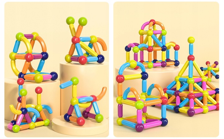 KLOCKI MAGNETYCZNE KONSTRUKCYJNE EDUKACYJNE 45 EL DLA DZIECI MAGNETIC STICK