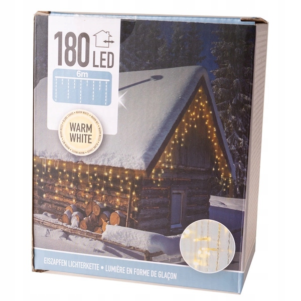 świąteczne Lampki - Oświetlenie zewnętrzne - 180 LED - biały ciepły - 6 m