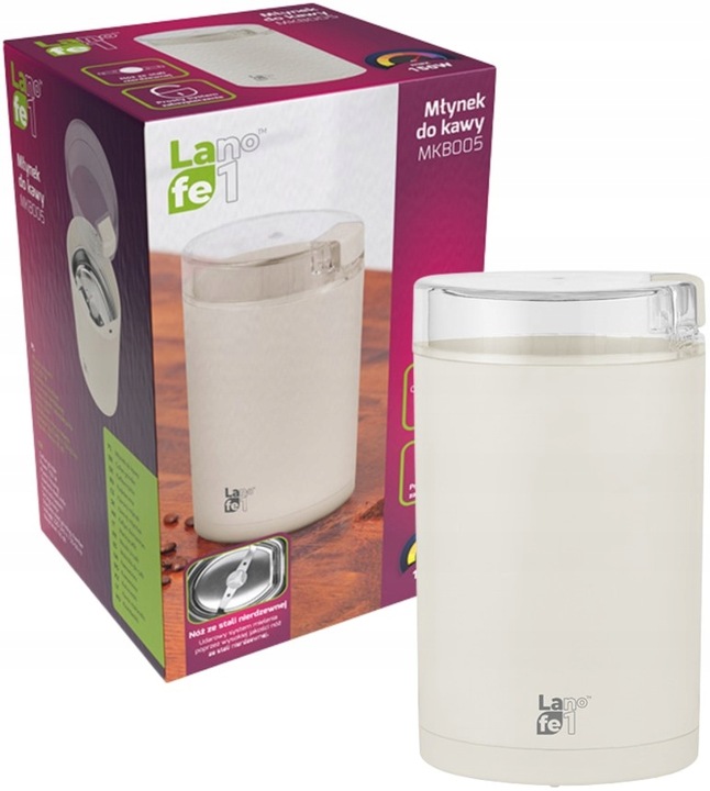 Młynek do kawy Lafe MKB-005 Elektryczny udarowy 150W Kość słoniowa