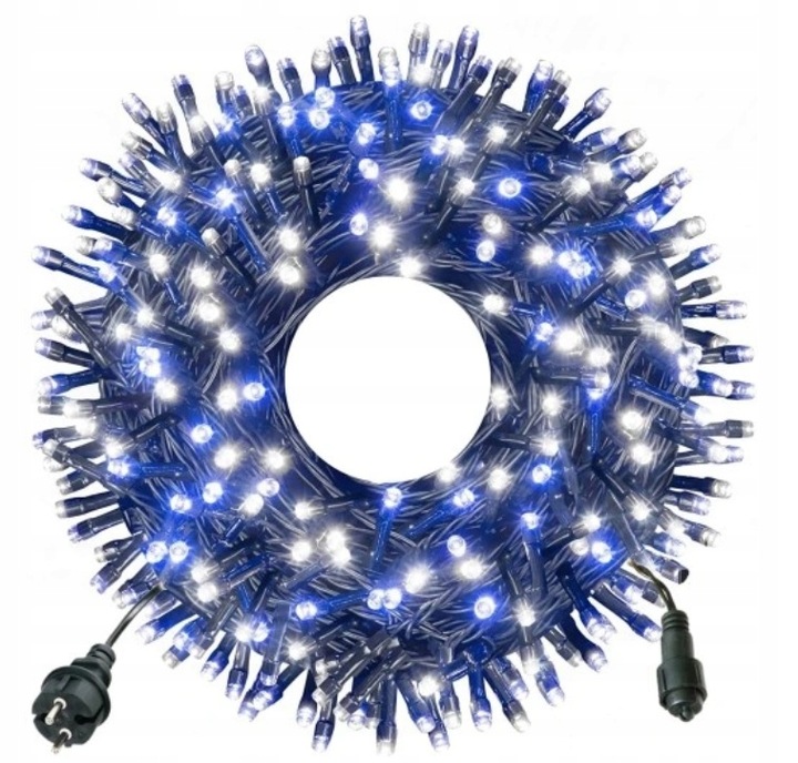 LAMPKI CHOINKOWE 500LED NIEBIESKIE + FLASH FLESZ BŁYSK 35M ZEW/WEW ISKRZĄCE