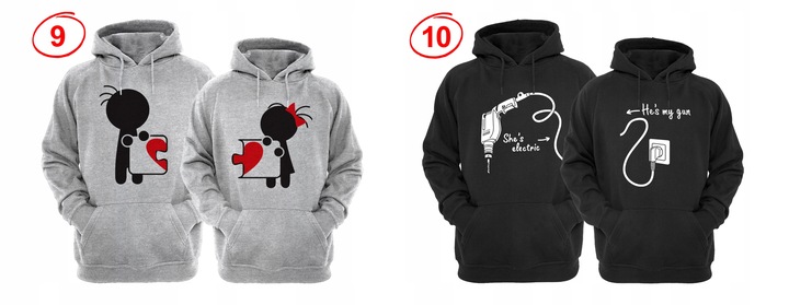 ZESTAW DWÓCH BLUZ Z KAPTUREM DLA ZAKOCHANYCH PAR