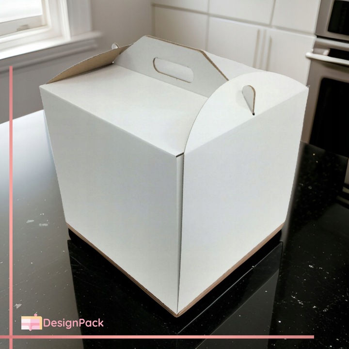 Pudełko na tort 30x30x28cm + Podkład 30 cm styrodurowy biały