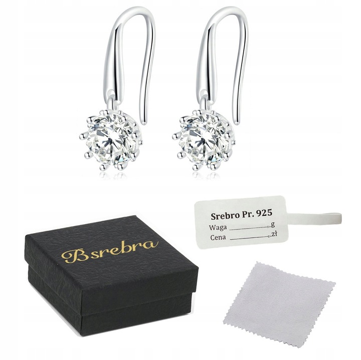 KOLCZYKI Srebrne PRÓBA 925 Z Cyrkoniami SREBRO Sztyfty WKRĘTKI Damskie