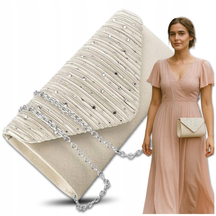 Torebka Kopertówka Błyszcząca Wizytowa Wieczorowa na ramię damska elegancka