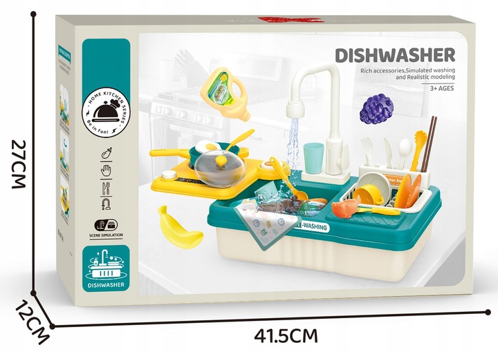 ZLEW ZLEWOZMYWAK kuchenka kuchnia dla dzieci palnik kran z wodą GARNKI 31el