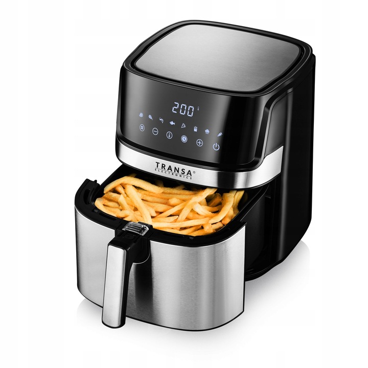 FRYTKOWNICA BEZTŁUSZCZOWA POJEMNA FRYTOWNICA INOX 8 PROGRAMÓW 6L 1700W