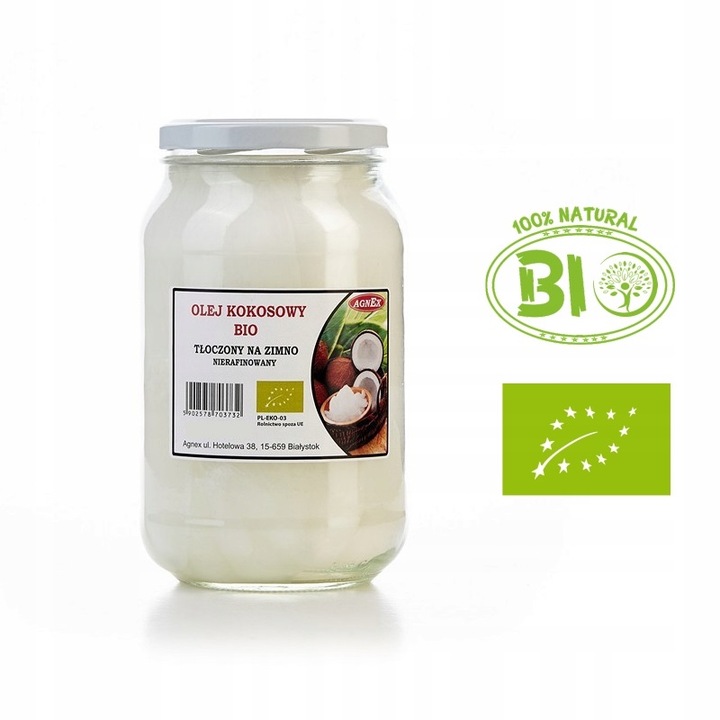 Olej Kokosowy Nierafinowany BIO Tłoczony na Zimno Olej roślinny 900ml