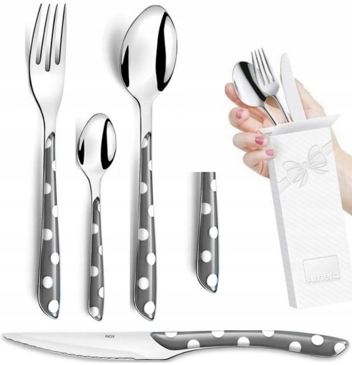 AMEFA 24 MODERN KOLOROWE SZTUĆCE ZESTAW KOMPLET ECLAT SZARY GRAFIT POIS