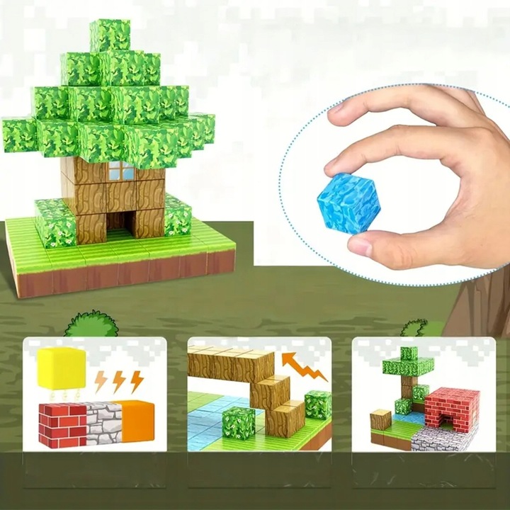 KLOCKI MAGNETYCZNE KLOCKI SZEŚCIANY 100PCS KREATYWNE ZABAWKI DLA DZIECI