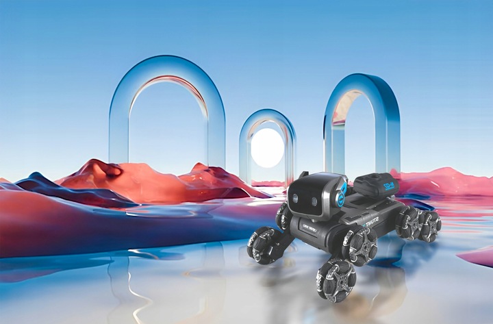 Zdalnie Sterowany Pies Robot 8 Kół Gesty Muzyka Para Wodna Obrót 360 LED