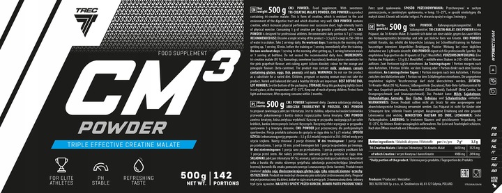 TREC CM3 500G TCM TREC NITROBOLON 300g TREC GLUTAMINE 400g zestaw