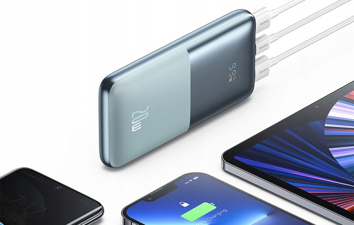 BASEUS POWER BANK PODRÓŻNY 10000 MAH 2X USB USB-C 20W QC 3.0 Z KABLEM USB
