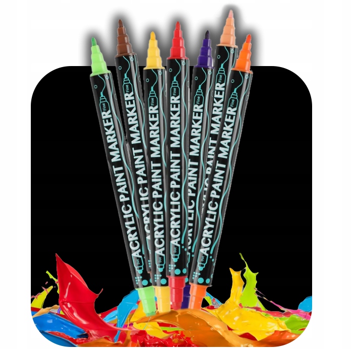 MARKERY AKRYLOWE PISAKI FLAMASTRY Z FARBĄ 36szt DWUSTRONNE WODOODPORNE