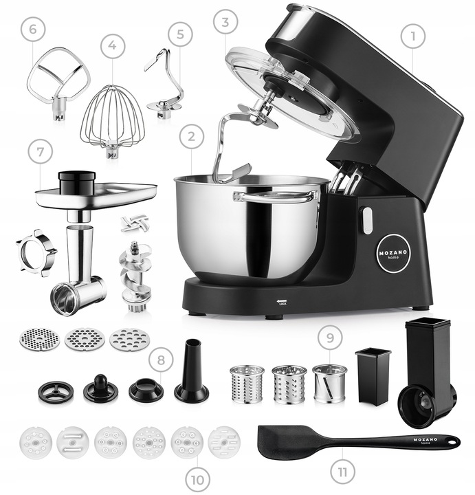 ROBOT PLANETARNY KUCHENNY PODGRZEWANA MISA 6,2L MIKSER DUŻY ZESTAW