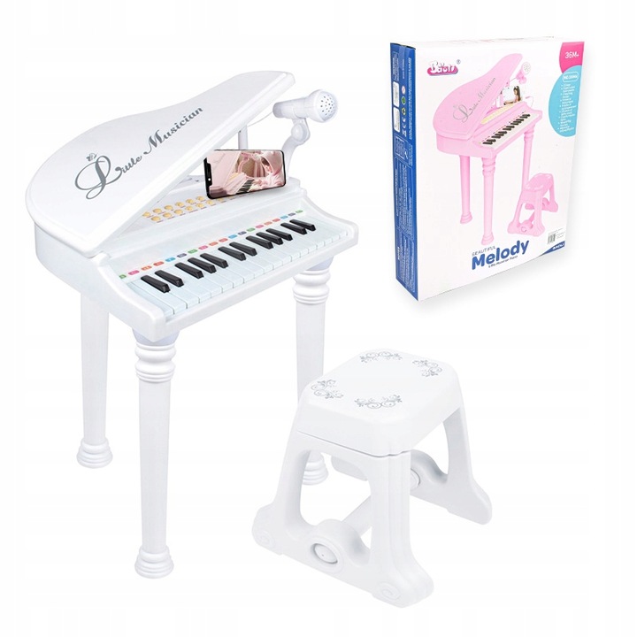 PIANINO ORGANY KEYBOARD DLA DZIECI KRZESEŁKO MIKROFON KARAOKE TRZY KOLORY