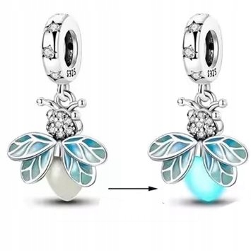 Charms ze srebra świecący w ciemności świetlik robaczek świętojański s925