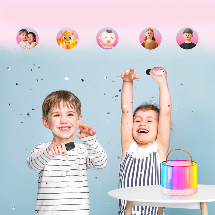 GŁOŚNIK DO KARAOKE RGB BLUETOOTH 2 MIKROFONY ZESTAW