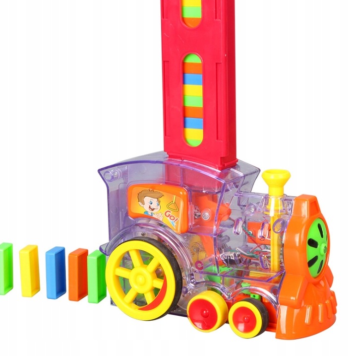Lokomotywa pociąg domino układanka z ciuchcią automat do układania klocków