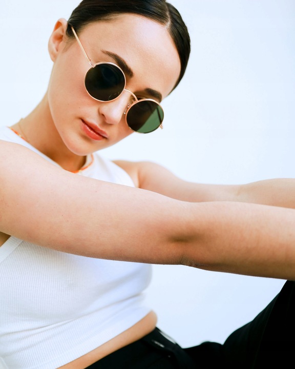 OKULARY PRZECIWSŁONECZNE LENONKI OKRĄGŁE MODNE STYLOWE SOCZEWKI FILTR UV400