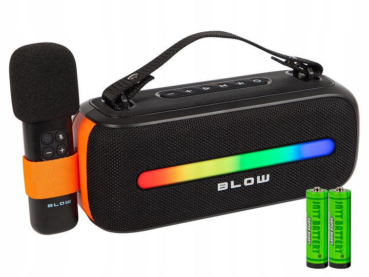 GŁOŚNIK BLUETOOTH PRZENOŚNY RADIO FM USB BEZPRZEWODOWY KARAOKE RGB MIKROFON