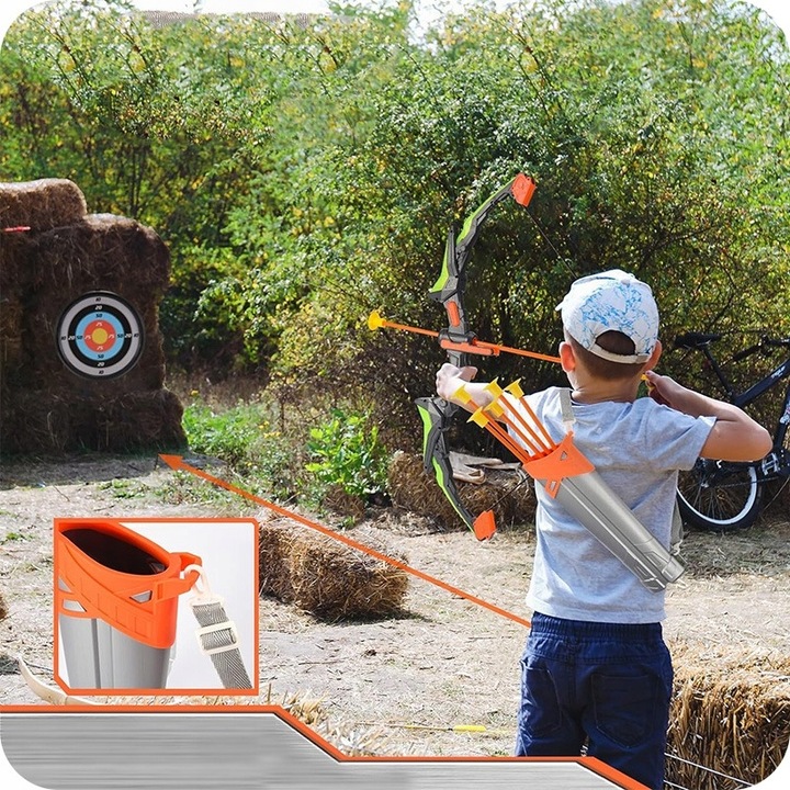 ŁUK DLA DZIECI ZESTAW Z TARCZĄ STRZAŁAMI KOŁCZANEM BEZPIECZNY ŚWIECĄCY DUŻY