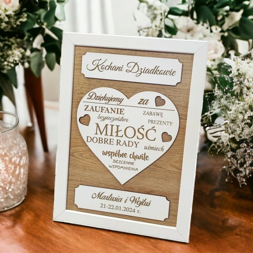 Ramka 3D PREZENT Podziękowanie dla Rodziców dla Babci i Dziadka Ślub Dzień