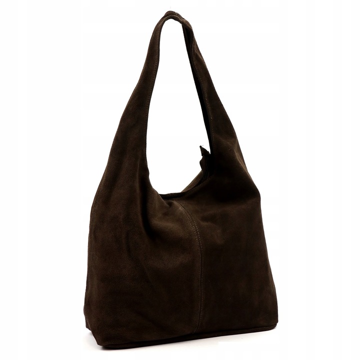 Laura Biaggi torebka shopper skóra naturalna zamszowa brązowy na ramię