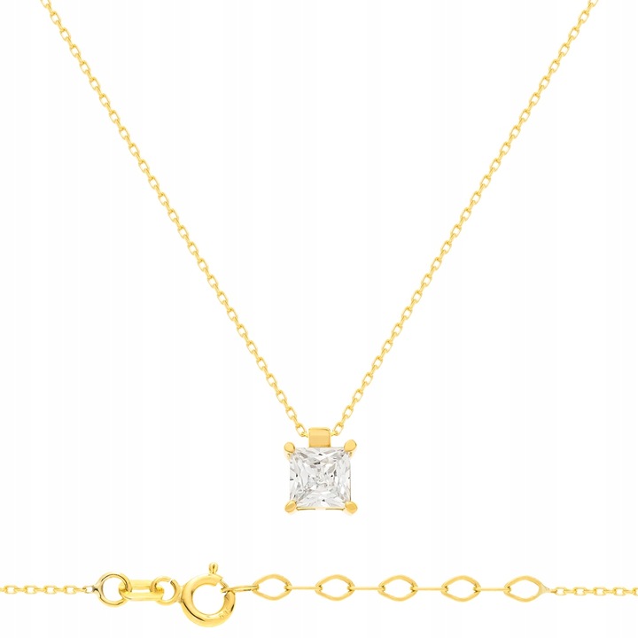 Złoty łańcuszek z pojedynczą białą cyrkonią - pr. 585