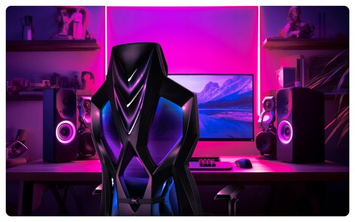 STYLOWY Fotel Gamingowy HUZARO Combat 6.2 Black z Oświetleniem RGB LED