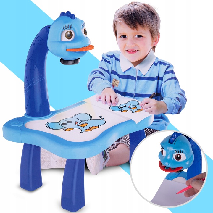 PROJEKTOR DO NAUKI RYSOWANIA Z LAMPKĄ RZUTNIK DUŻY 12 PISAKÓW 24 WZORY