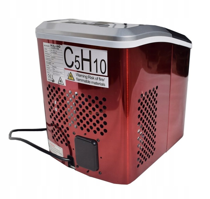 KOSTKARKA MASZYNA DO LODU Mulano Czerwona MASZYNKA DO 15kg LODU NA DOBĘ