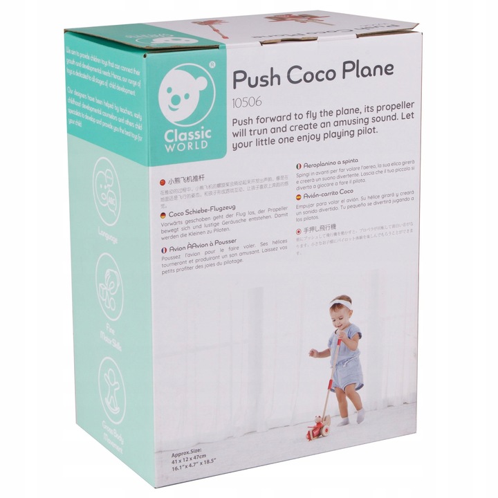 DREWNIANY PCHACZ DO PCHANIA MIŚ CHODZIK EDUKACYJNY CLASSIC WORLD