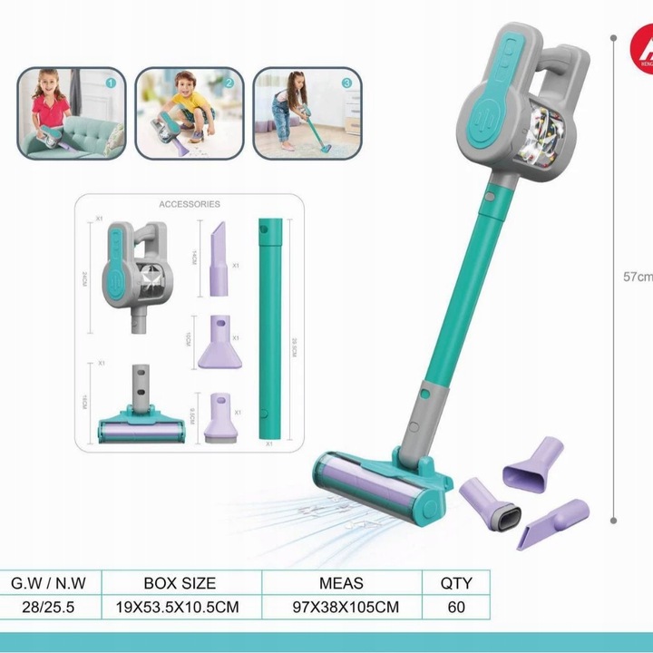 ODKURZACZ PIONOWY DLA DZIECI WCIĄGA AGD NA BATERIE funkcja ssania 4W1