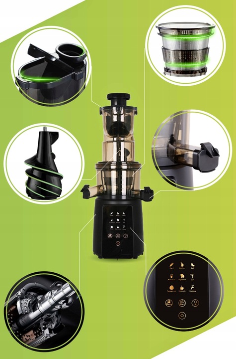 WYCISKARKA WOLNOOBROTOWA DO SOKÓW JAKOŚĆ PREMIUM! CYFROWY PANEL DOTYKOWY!