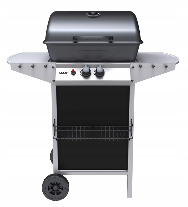 GRILL GAZOWY OGRODOWY BAVEN 2 PALNIKI, 5,5KW Z POKRYWĄ Z TERMOMETREM LUND