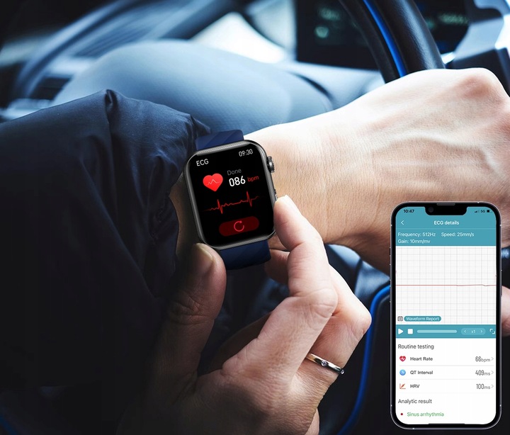 ZEGAREK SMARTWATCH POMIAR CUKRU EKG POLSKIE MENU CIŚNIENIOMIERZ PULS TLEN