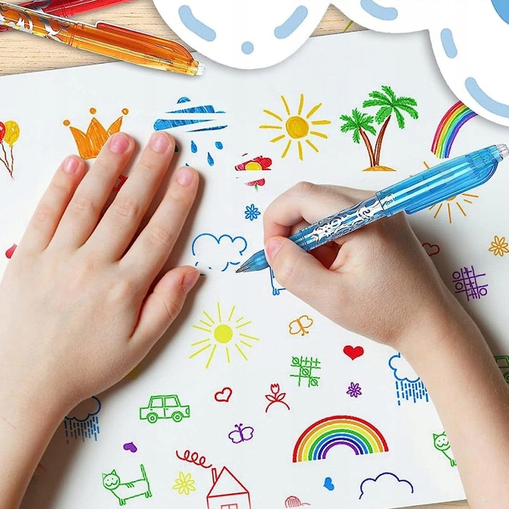 12 ZMAZYWALNE DŁUGOPISY KOLOROWE ZESTAW DO BUDŻETOWANIA PRZYBORÓW SZKOLNYCH