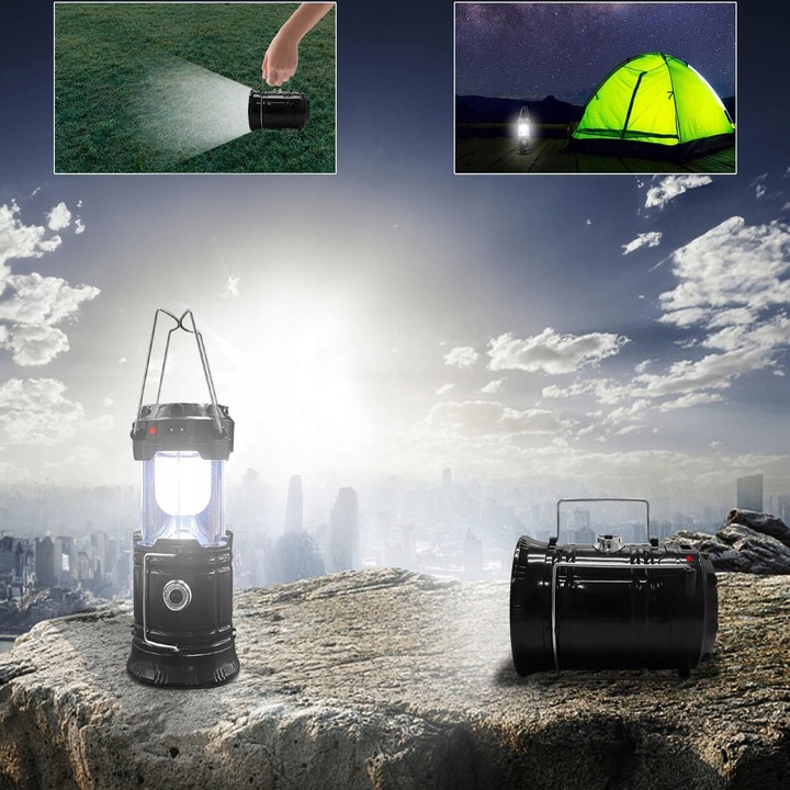 Lampa Solarna LED Latarka Turystyczna Biwakowa Akumulatorowa USB Powerbank
