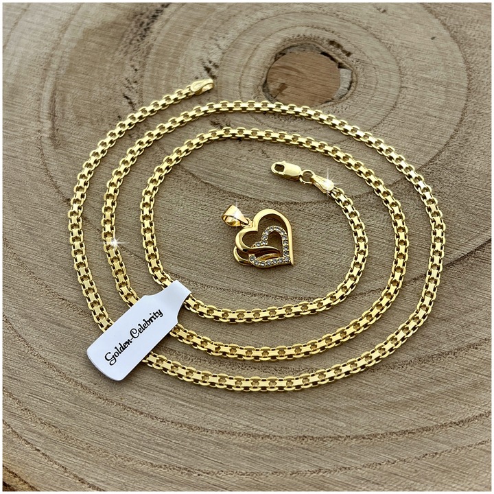 ZŁOTY ŁAŃCUSZEK Z SERDUSZKIEM PR 925/585 PREZENT DLA ŻONY NA ROCZNICĘ ŚLUBU