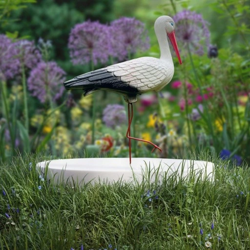 BOCIAN OGRODOWY STOJĄCY FIGURKA DO OGRODU PTAK WBIJANY DUŻY