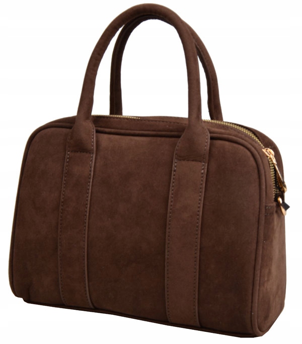 FLORA&CO TOREBKA kuferek do ręki PASEK CZEKOLADA zamsz WIZYTOWA