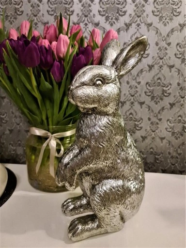FIGURKA OZDOBNA - SREBRNY ZAJĄC KRÓLIK model I