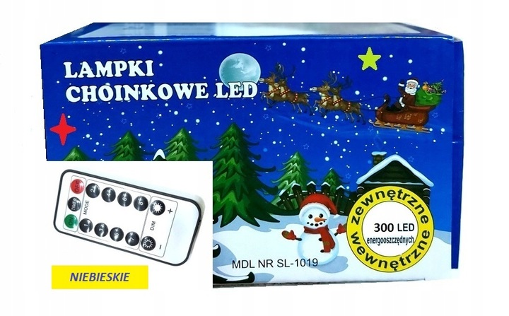 LAMPKI CHOINKOWE NIEBIESKIE 300 PILOT PROGRAMATOR