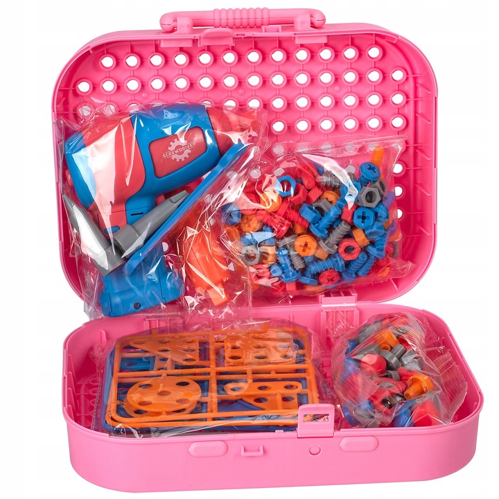 Klocki KONSTRUKCYJNE JEDNOROŻEC do skręcania 3D w walizce dla dzieci