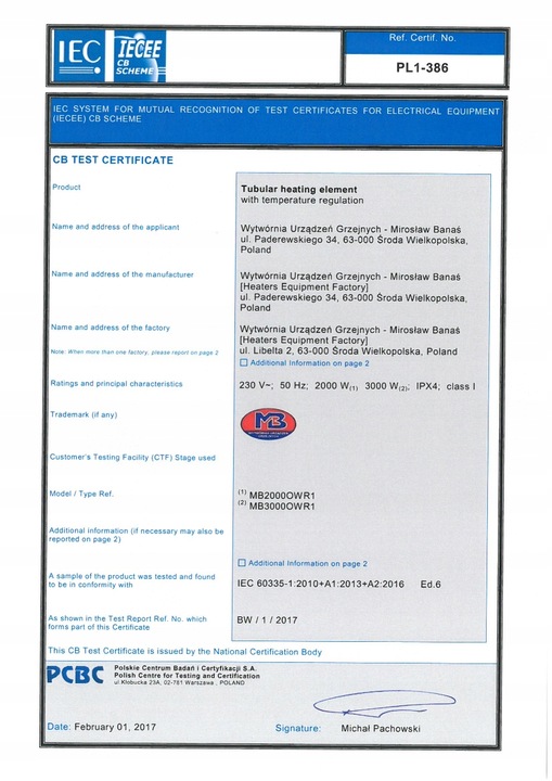 GRZAŁKA UNIWERSALNA DO BOJLERA GALMET KOSPEL ELEKTROMET 5/4" 1500W 1,5kW