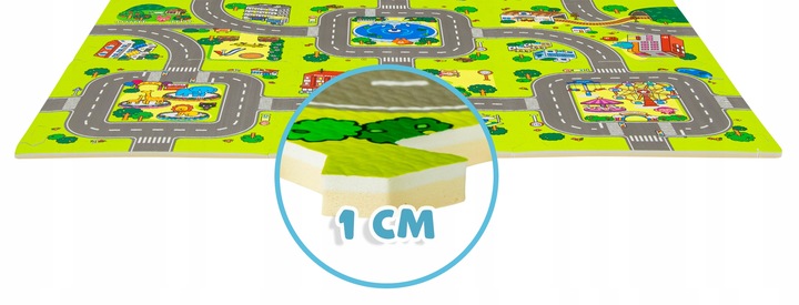 MATA PIANKOWA EDUKACYJNA PUZZLE GRUBE 1 CM MIASTO ULICE DROGI DLA DZIECI