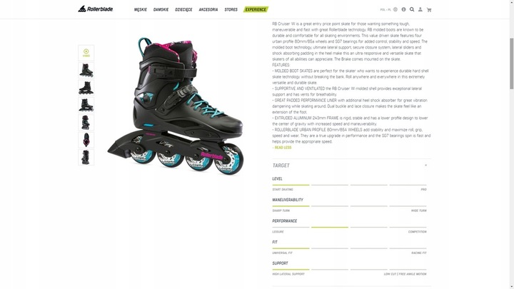 Leszno ! Okrężna 10A Rolki Rollerblade RB Cruiser W 24.0cm 38 Nowe 2024 !